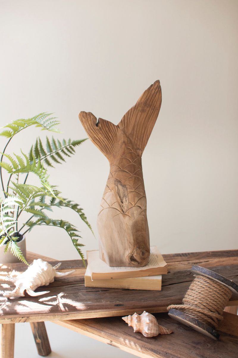 Teakwood Fish Tail Sculpture Teakwood Fish Tail Sculpture
