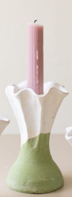 Color-Dipped Clay Flower Taper Candle Holder - Lg