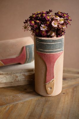 Painted Clay Paint Brush Vase