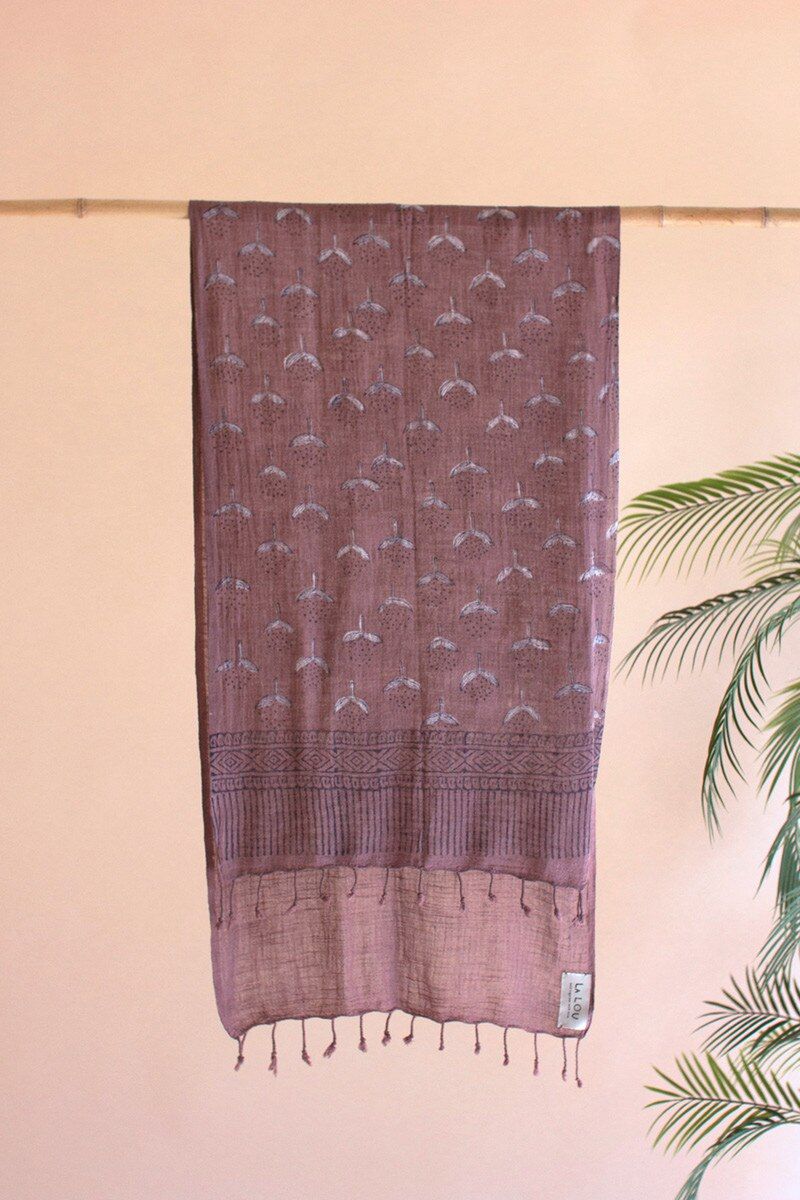 Block Printed Scarf - Purple