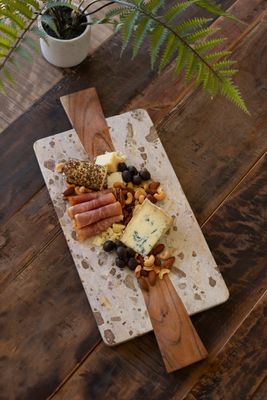Marble and Acacia Wood Cheese Board w/Two Handles