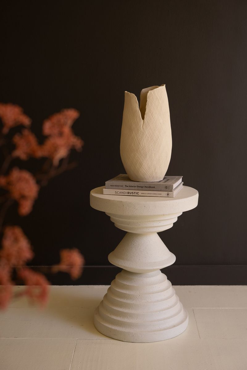 White Stone Composite Round Side Table White Stone Composite Round Side Table