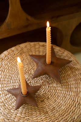 Metal Star Taper Candle Holder Lg