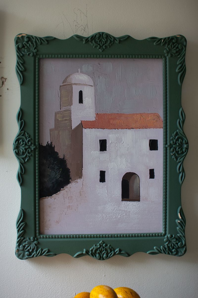 Framed Architectural Houses Painting - Lg Framed Architectural Houses Painting - Lg