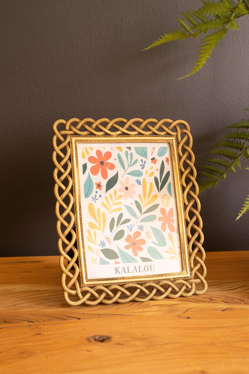 Metal Photo Frame w/Woven Detail Metal Photo Frame w/Woven Detail