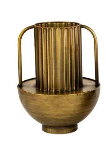 Metal Antique Brass Finish Vase w/Handles - Lg