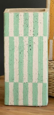 Clay Rectangle Striped Vase - Green