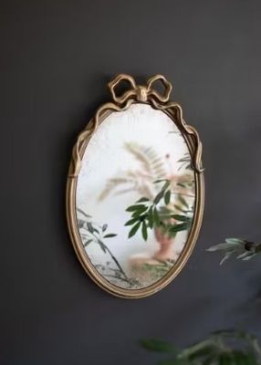 Framed Antique Glass Mirror w/Bow