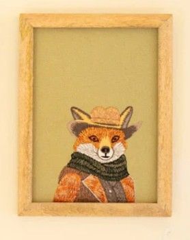 Framed Fox Embroidery I