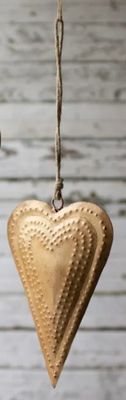 Antique Brass Metal Heart - Lg