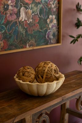 Faux Travertine Ruffled Bowl