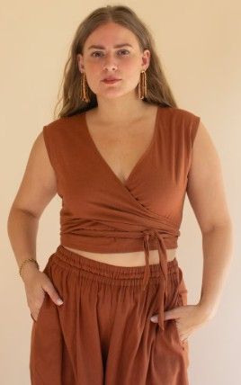 Convertible Wrap Blouse / Cinnamon