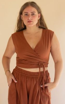Convertible Wrap Blouse / Cinnamon