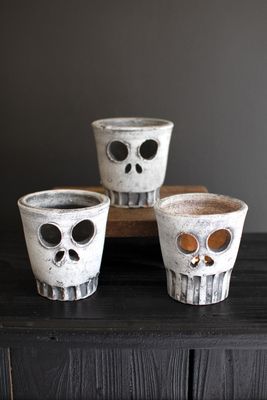 Clay Halloween Skull Votive Holder Clay Halloween Skull Votive Holder