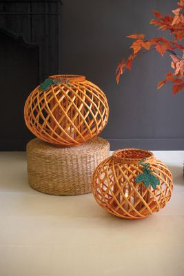 Willow Pumpkin Lantern - Lg Willow Pumpkin Lantern - Lg