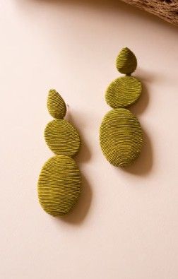 Fabricwrapped Earrings - Chartreuse