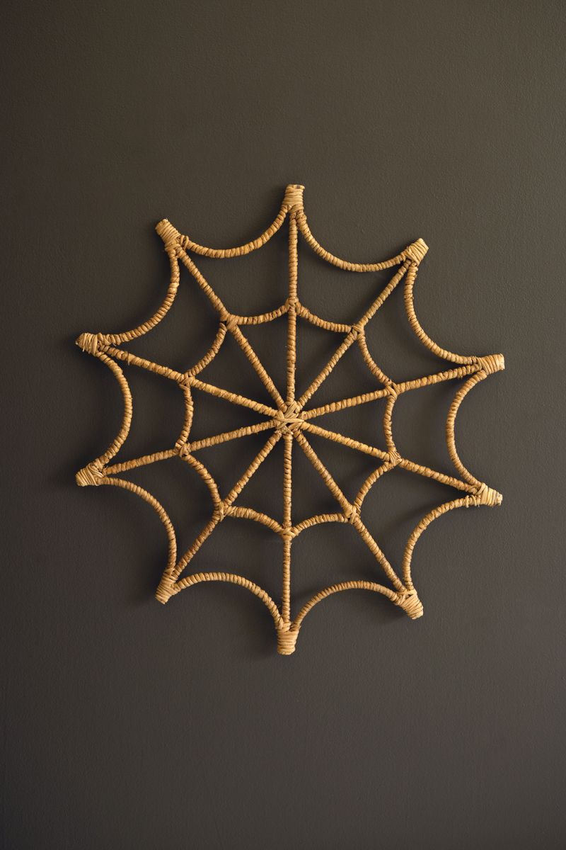Seagrass and Iron Spider Web Wall Hanging Seagrass and Iron Spider Web Wall Hanging
