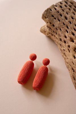 Fabricwrapped Earrings - Coral