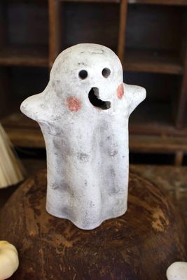 Tabletop Clay Ghost Lantern - Lg Tabletop Clay Ghost Lantern - Lg