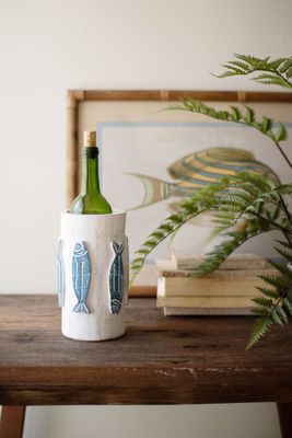 Painted Clay Sardine Vase
