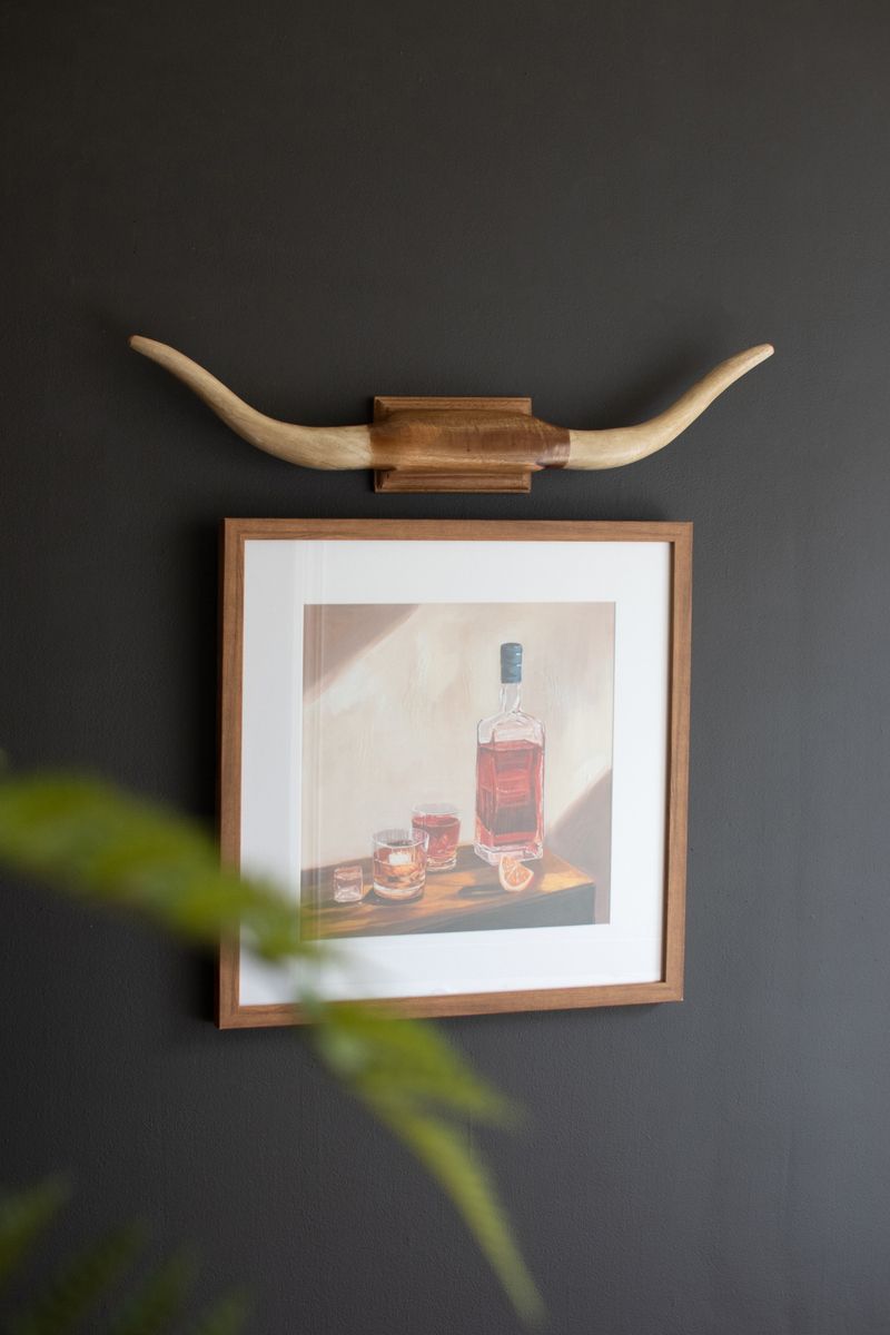Carved Mango Wood Longhorn Wall Art Carved Mango Wood Longhorn Wall Art