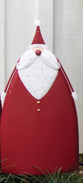 Painted Metal Santa Yard Stake - Sm Painted Metal Santa Yard Stake - Sm