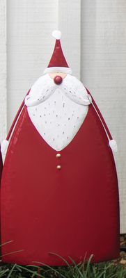 Painted Metal Santa Yard Stake - Sm