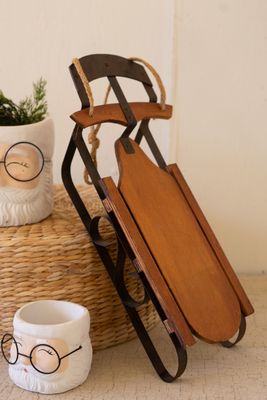 Metal &amp; Wood Christmas Sled