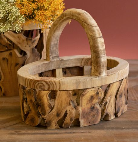 Driftwood Basket w/Handle - Sm