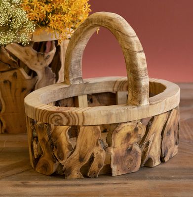 Driftwood Basket w/Handle - Sm