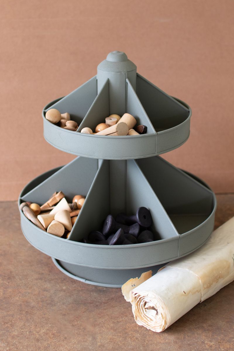 Double Level Round Metal Roatating Organizer