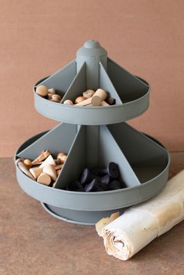 Double Level Round Metal Roatating Organizer