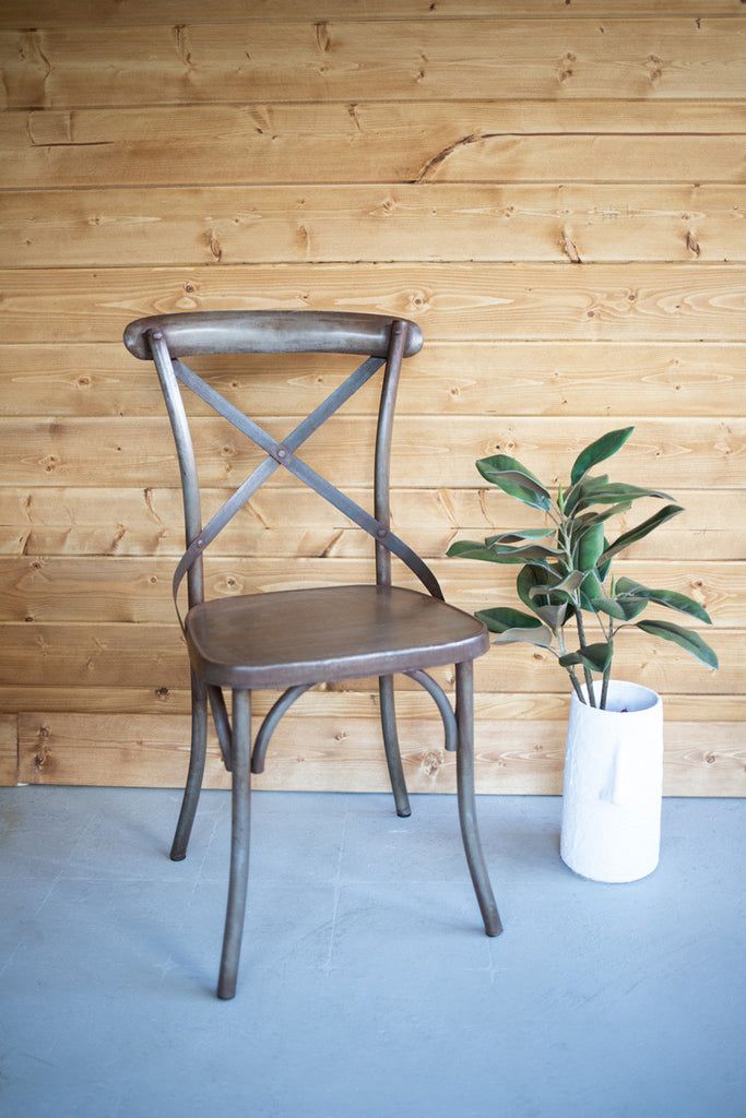 Rustic Iron Cross Back Dining Chair