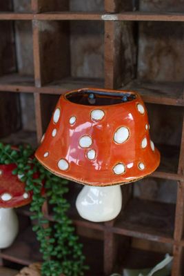 Ceramic Toadstool Wall Planter - Orange