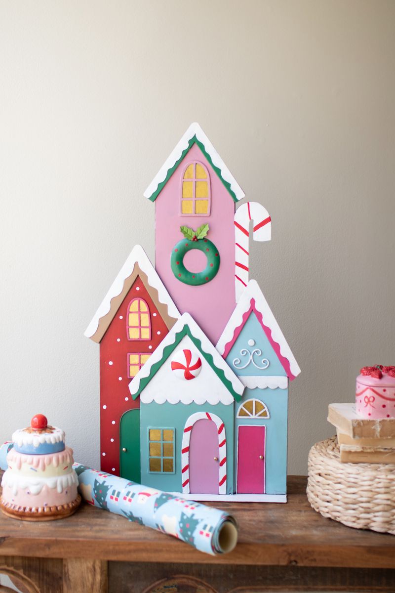 Painted Metal Christmas Village Painted Metal Christmas Village