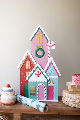 Painted Metal Christmas Village