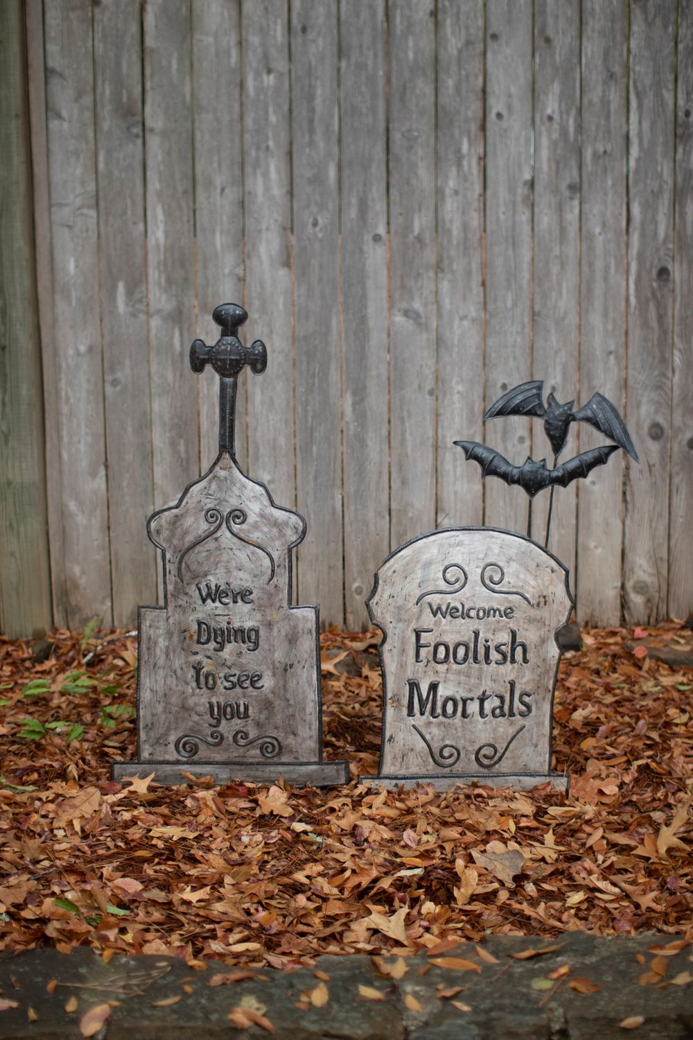 Hand-Hammered Painted Metal Tombstone Yard Stake - Cross Hand-Hammered Painted Metal Tombstone Yard Stake - Cross