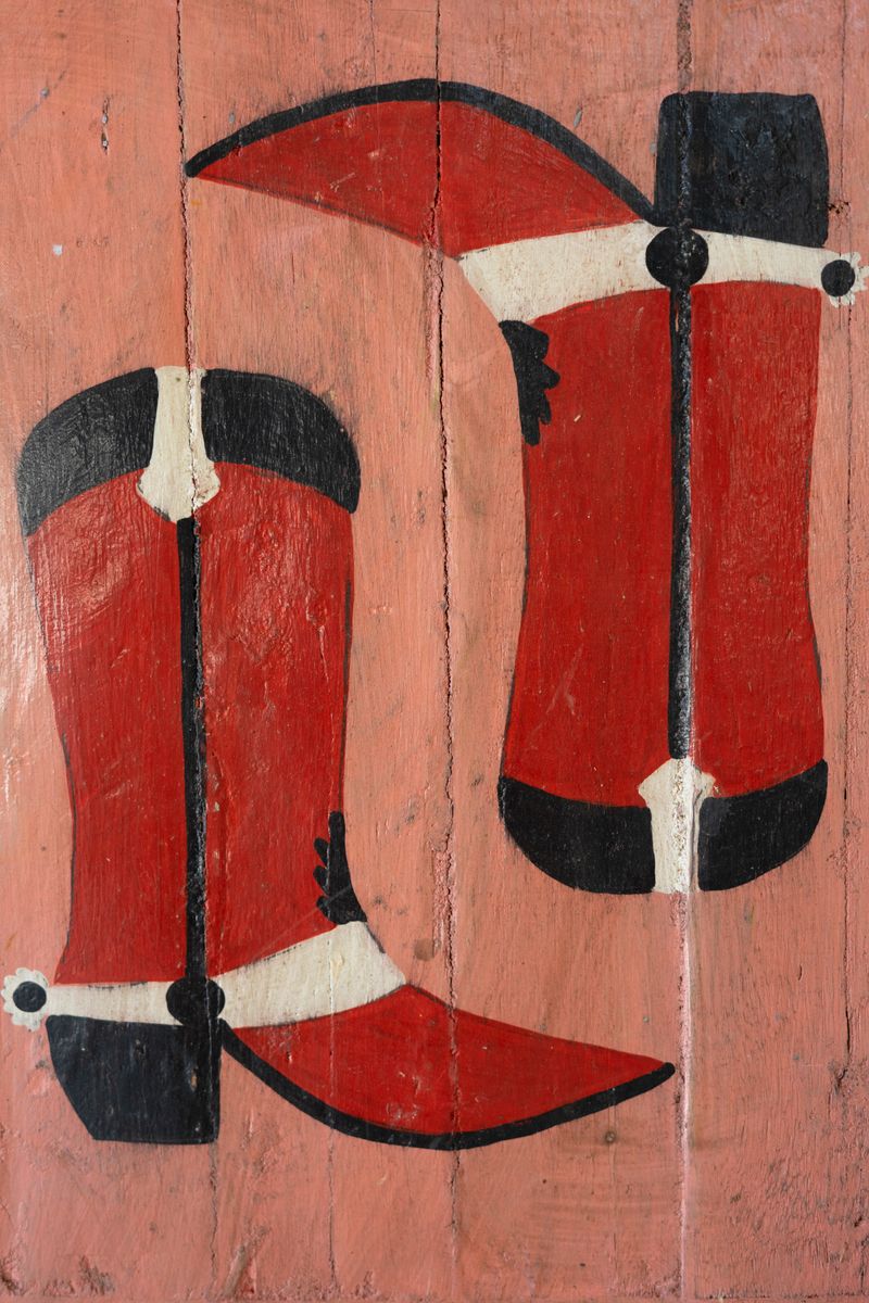 Hand Painted Recycled Wood Western Wall Art - Pink