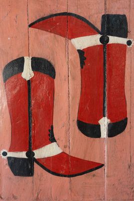 Hand Painted Recycled Wood Western Wall Art - Pink
