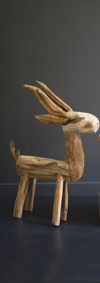 Rustic Teak Reindeer - Lg