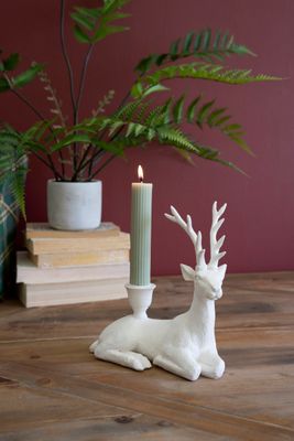 Poly Resin Christmas Deer Taper Candle Holder