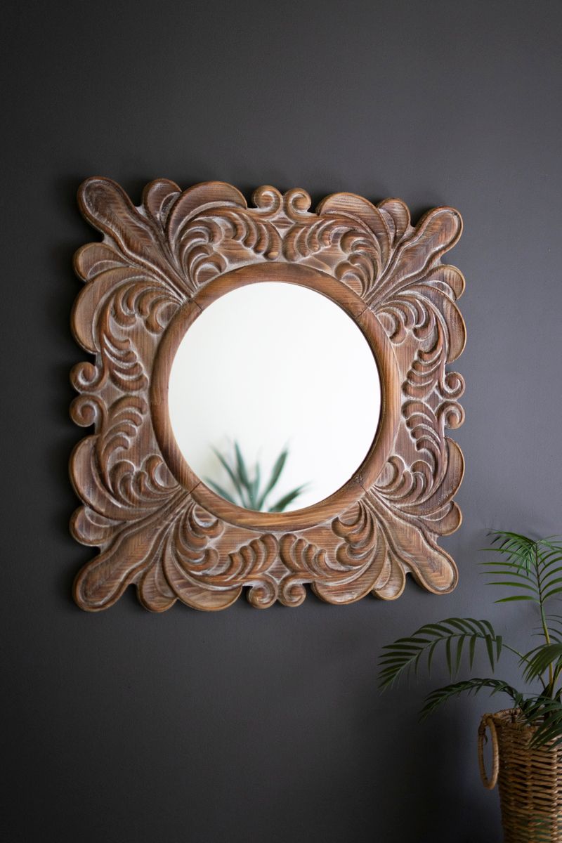 Carved Fleur De Lis Framed Mirror Carved Fleur De Lis Framed Mirror