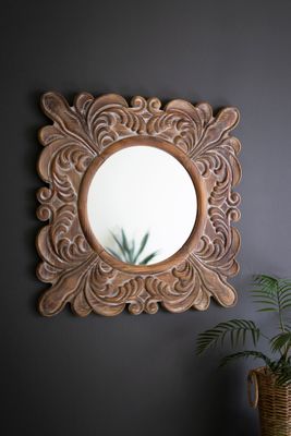 Carved Fleur De Lis Framed Mirror Carved Fleur De Lis Framed Mirror