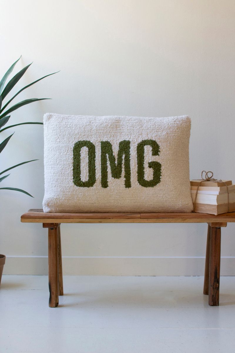Omg Hand-Hooked Pillow