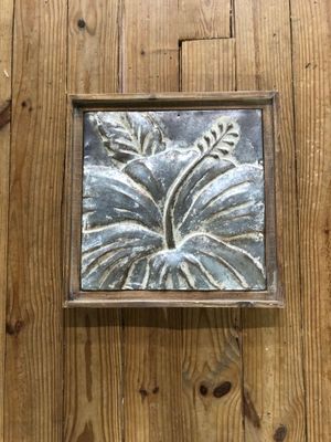Framed Tropical Pressed Metal Tile IV