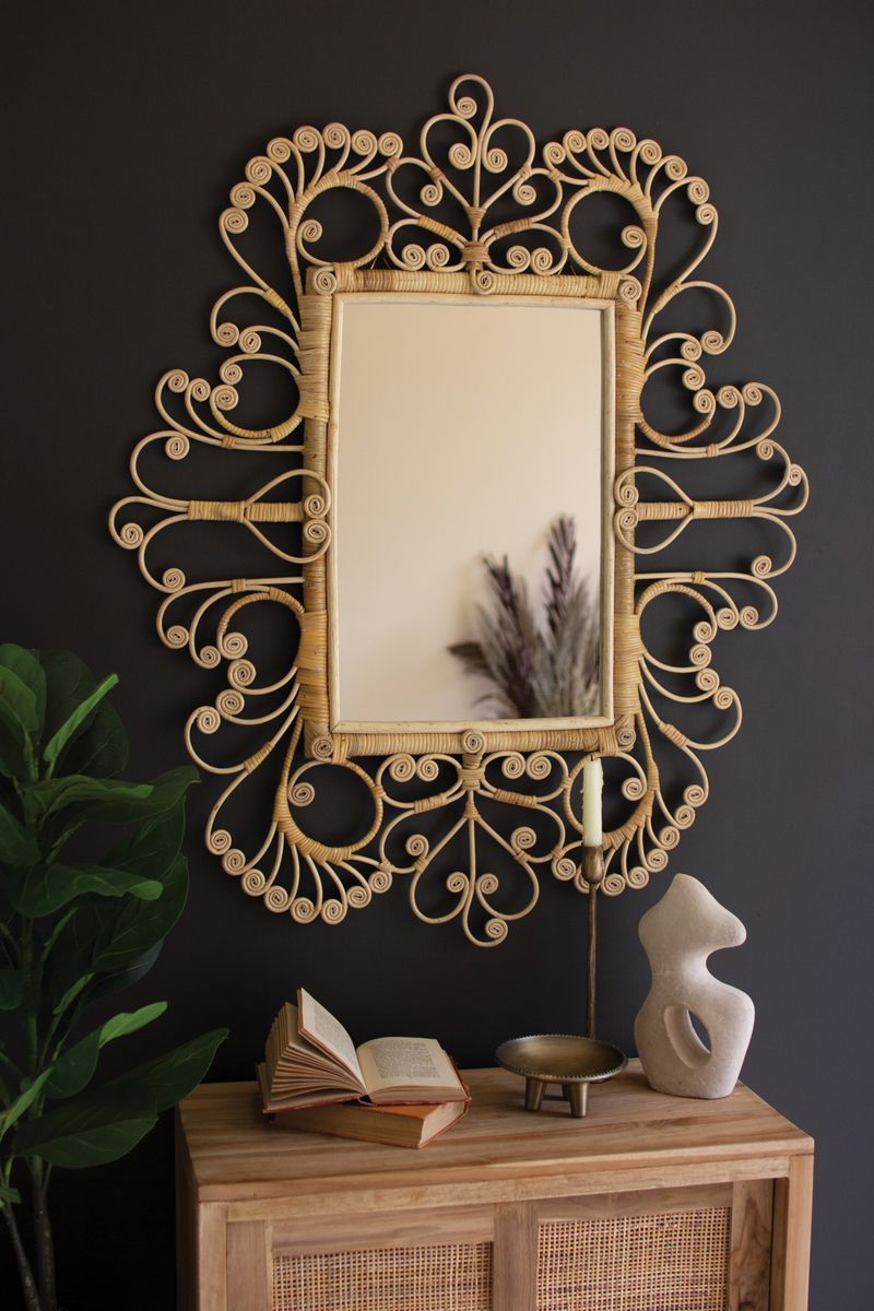 Ornate Rattan Framed Mirror Ornate Rattan Framed Mirror