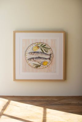 Framed Fish Dinner w/Garnish Print Under Glass