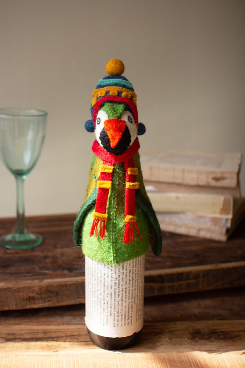 Felt Christmas Bottle Topper - Parrot Felt Christmas Bottle Topper - Parrot