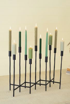 Eleven Forged Iron Taper Candelabra + Botanica