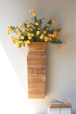 Recycled Wood Table Top/Wall Vase - Natural